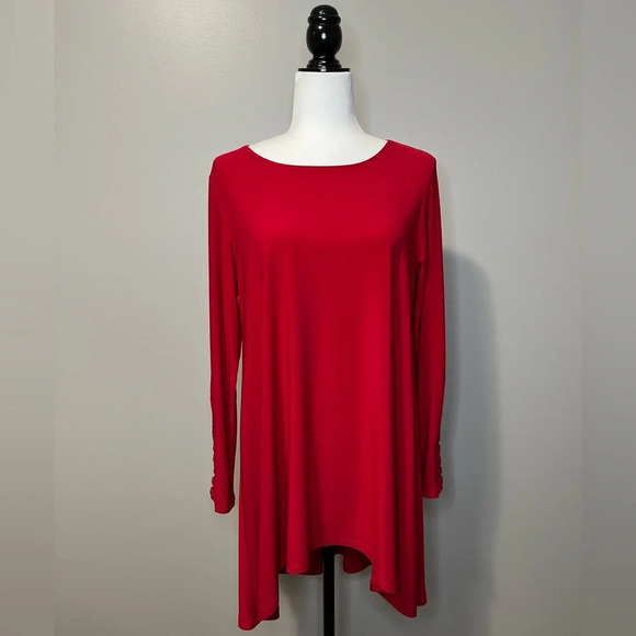 Pretty Woman Hi Lo Ling Sleeve Tunic Top - Picture 1 of 9